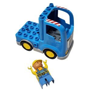 LEGO DUPLO Worker Figure with Blue Construction Truck